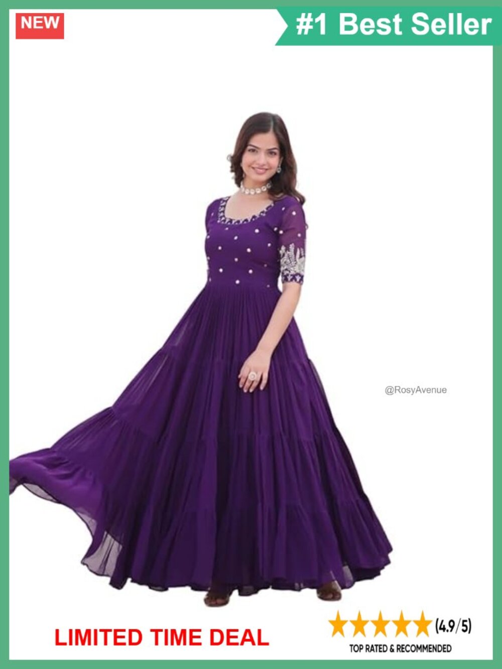 Georgette Embroidered Anarkali Kurta Dress Formal Wedding Party Wear